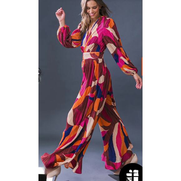 Flying Tomato Set a Trend Plisse Jumpsuit Size L NWOT - Picture 1 of 7